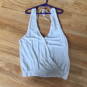 American Eagle White Flowy Tank Top